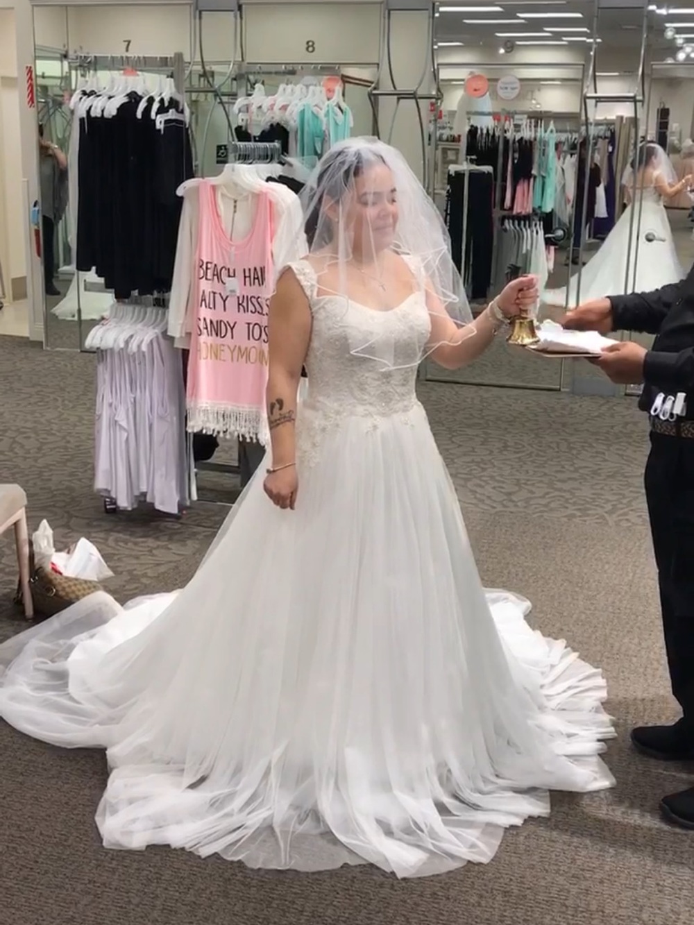 Bridal Veil and Wedding Gown Display - White